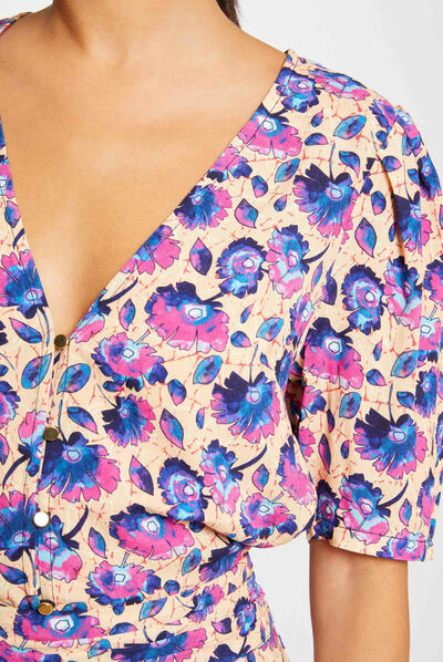 Blouse manches courtes imprimé floral multico femme