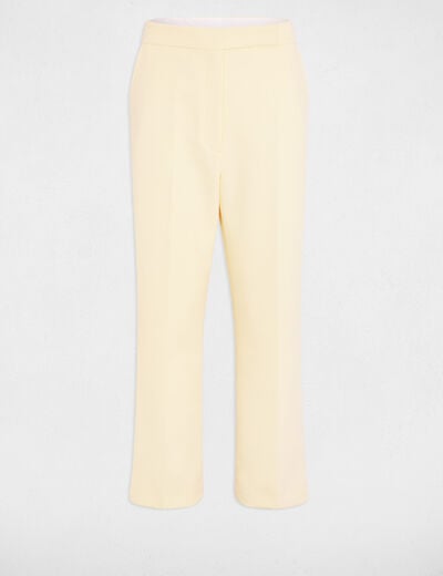 Hoge taille rechte broek pastel geel vrouw