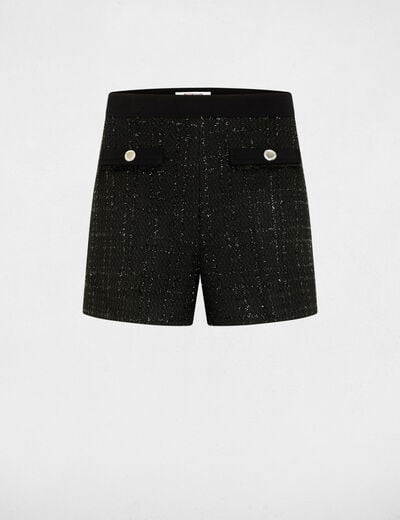 Nauwsluitende tweed short zwart vrouw