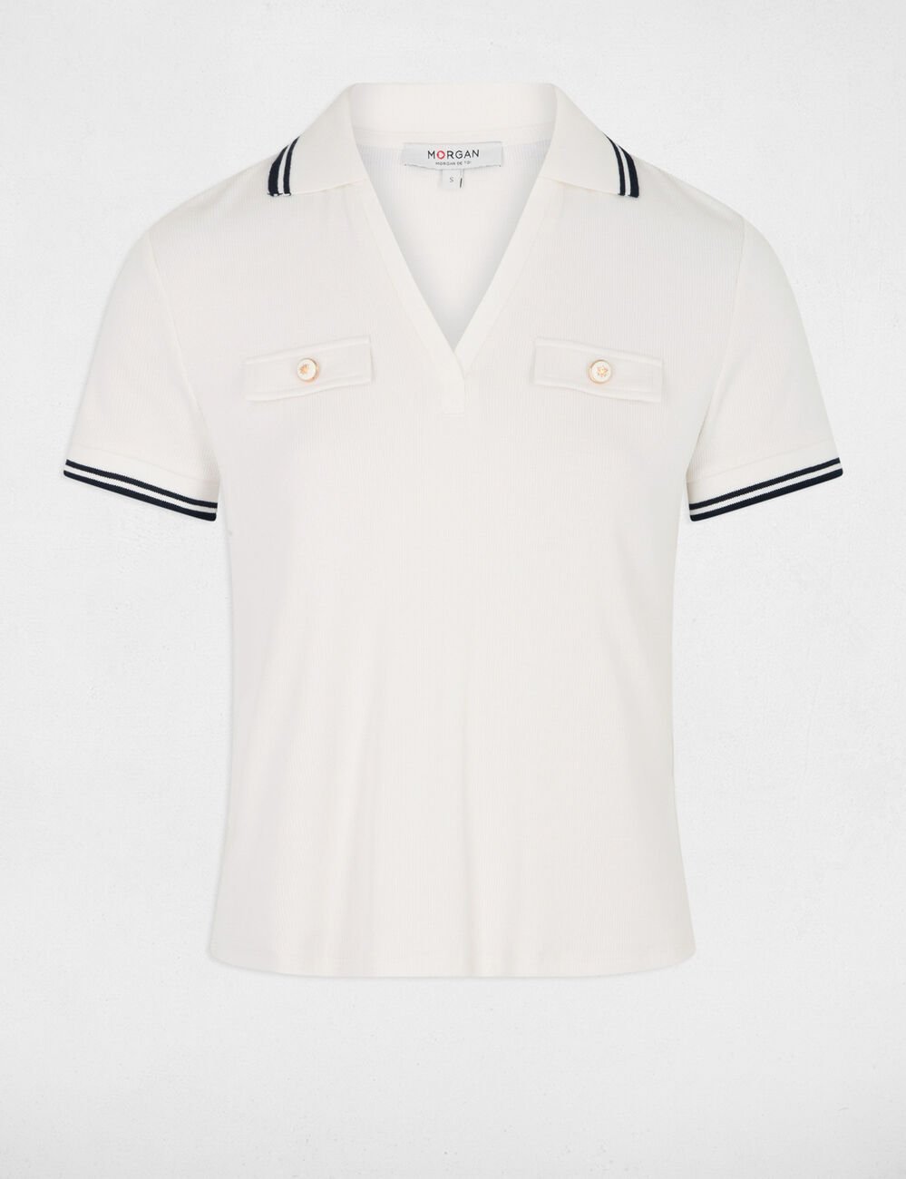 Getailleerd poloshirt helder wit vrouw