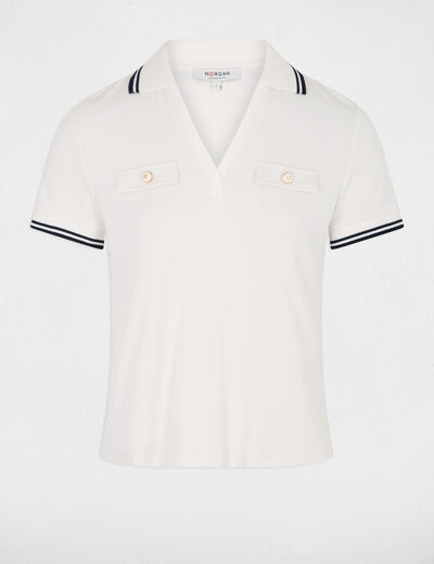 T-shirt polo cintré blanc femme