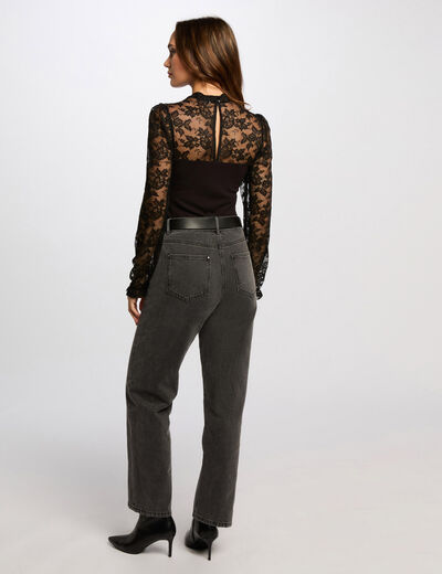 T-shirt met lange mouwen zwart vrouw