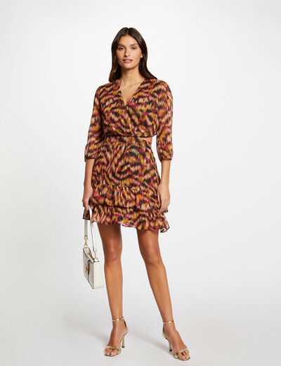 Korte jurk met abstracte print meerkleurig vrouw