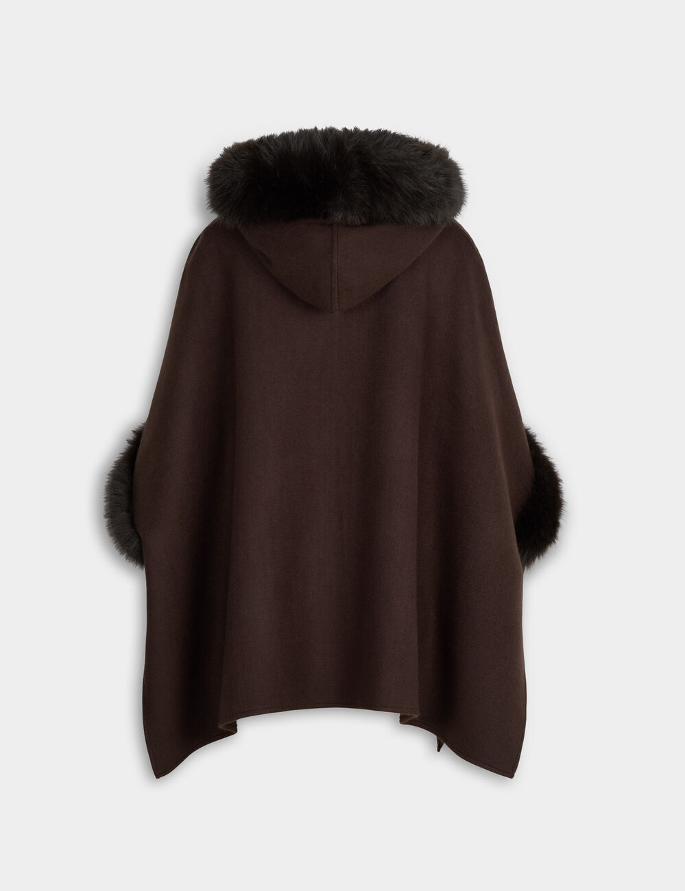 Poncho van imitatiebont donker bruin vrouw