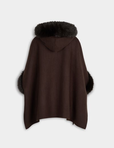 Poncho van imitatiebont donker bruin vrouw