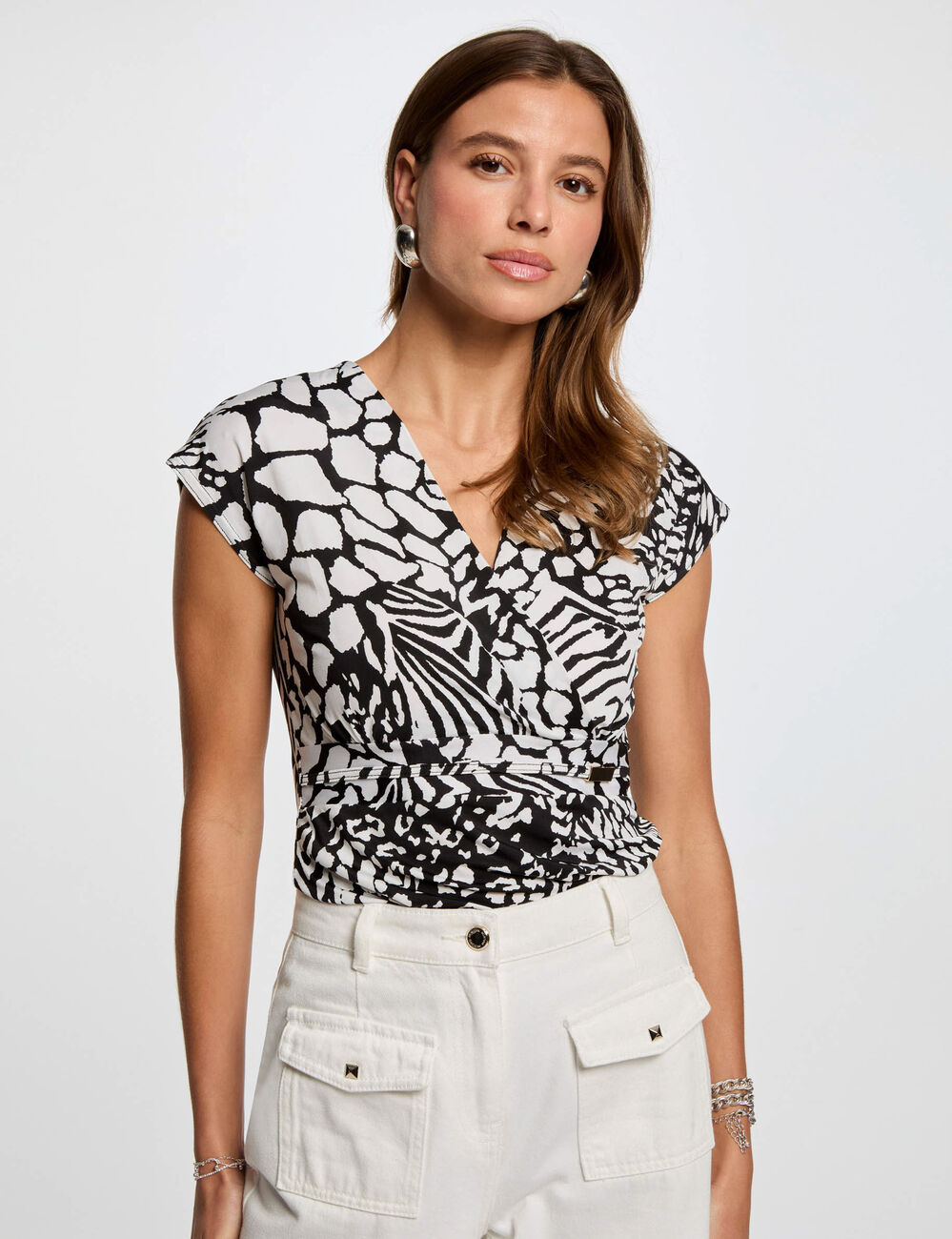 T-shirt met korte mouwen helder wit vrouw