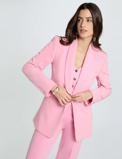 Blazer col ch&acirc;le rose clair femme