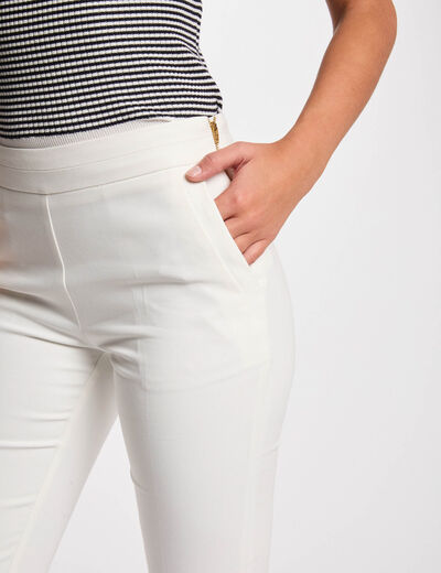 Pantacourt slim blanc femme