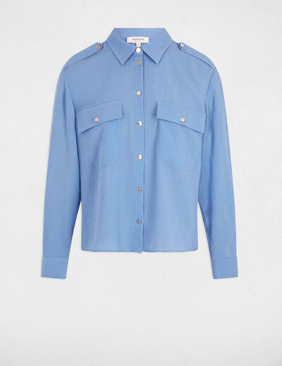 Chemise manches longues bleu gris femme