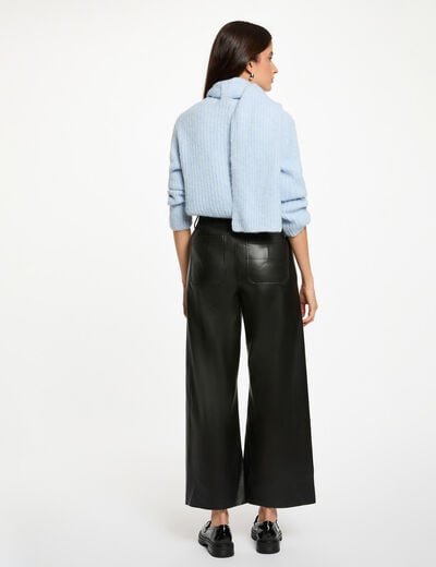 Pull col écharpe bleu ciel femme