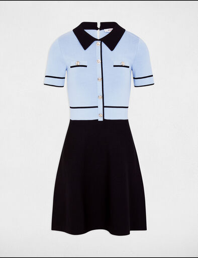 robe tricot courte trapeze bleu ciel femme Robe tricot courte trapèze bleu ciel femme