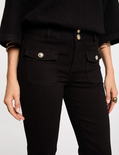 Bootcut jeans met klepzakken zwart vrouw