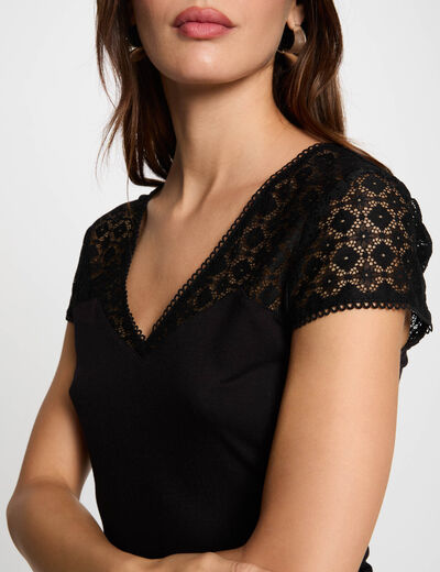 T-shirt met korte mouwen zwart vrouw