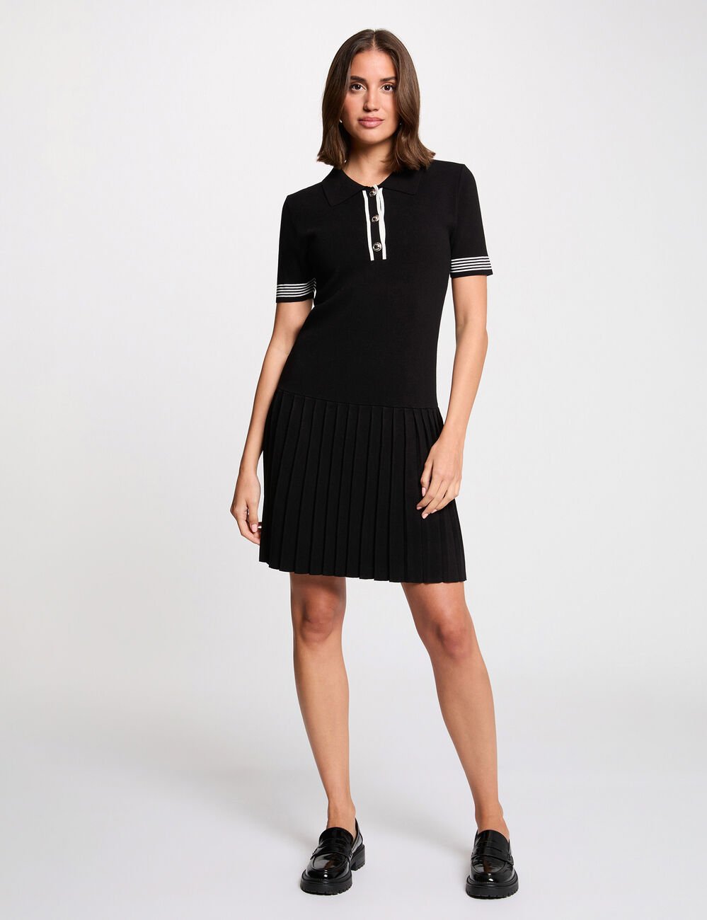 Robe courte col polo noir femme