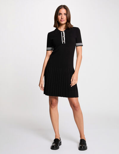 Robe courte col polo noir femme