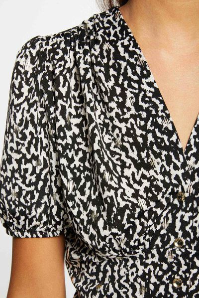 T-shirt met knopen en dierenprint meerkleurig vrouw