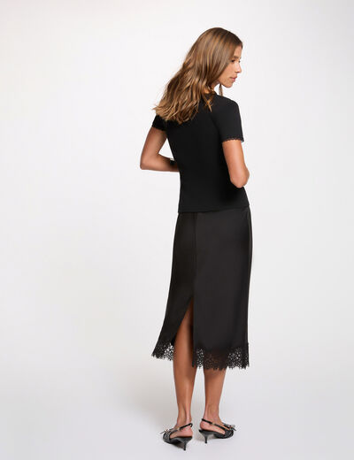 Jupe longue dentelle noir femme