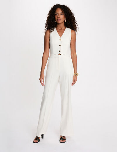Combinaison large col v blanc femme