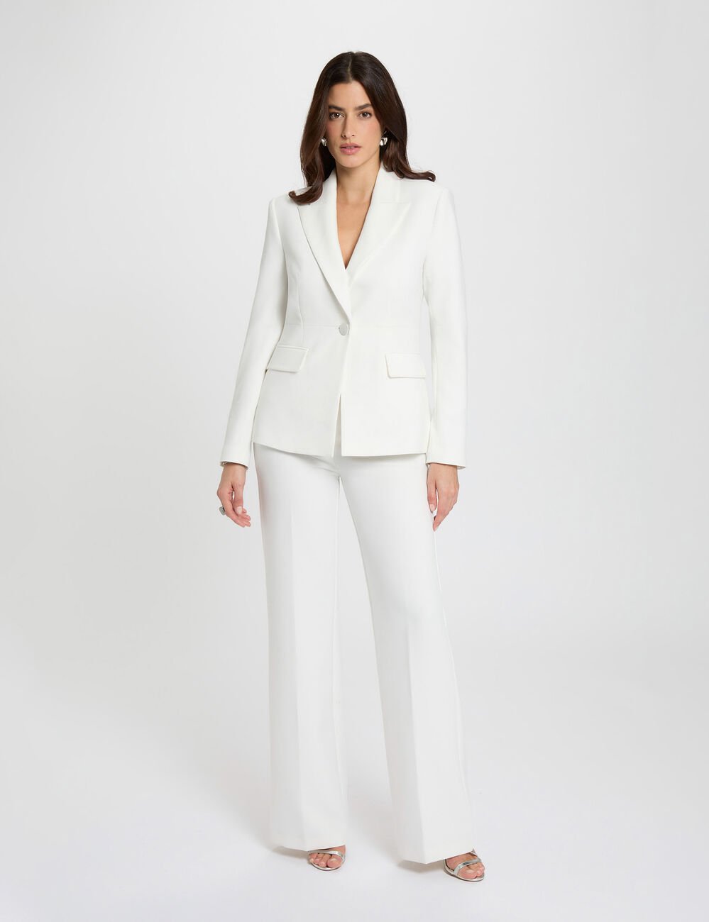 Blazer ajust&eacute; dentelle blanc femme