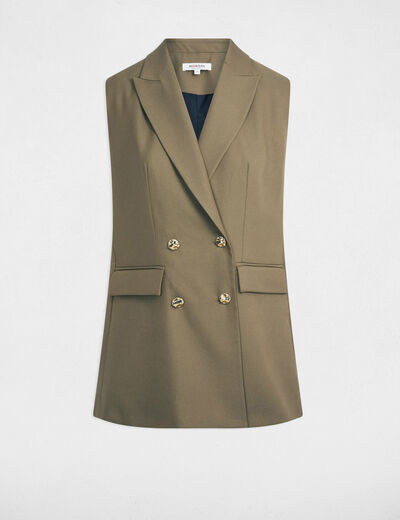 Blazer sans manches vert kaki femme