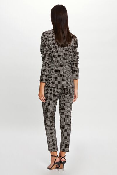 Pantalon cigarette 7/8ème imprimé noir femme