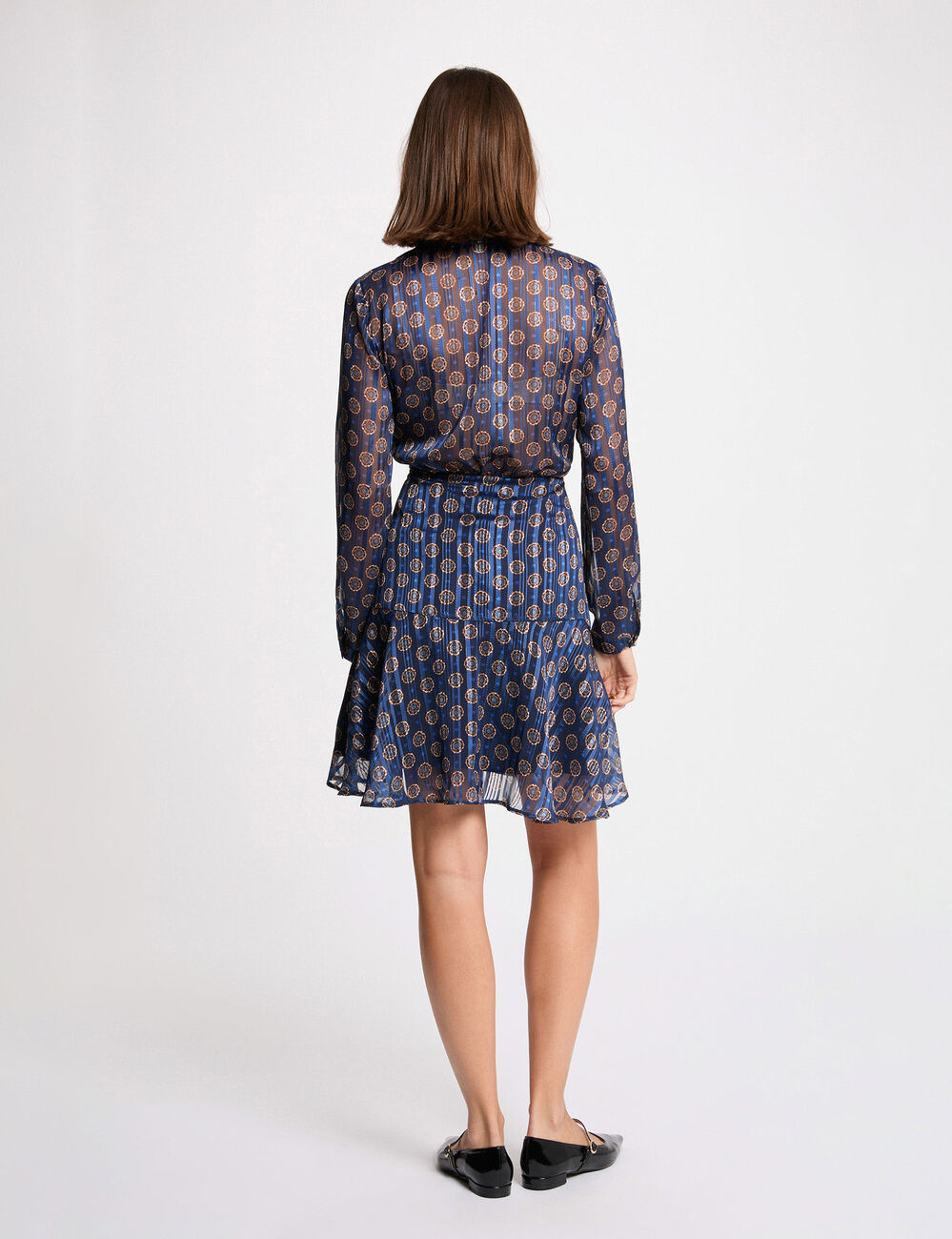 Robe fluide col v multicolore femme