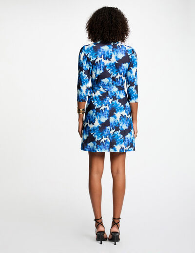 Robe courte ajustée imprimée multicolore femme