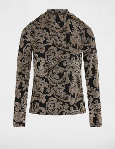 T-shirt met hoge hals zwart vrouw