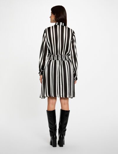 Robe droite rayée asymétrique multicolore femme