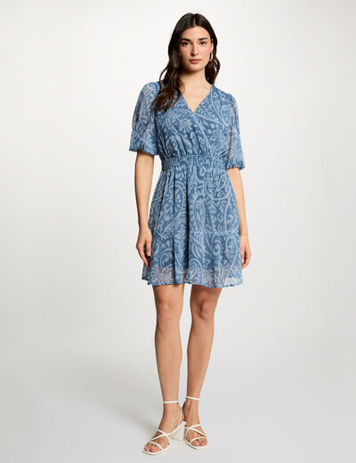 Korte overslagjurk meerkleurig vrouw