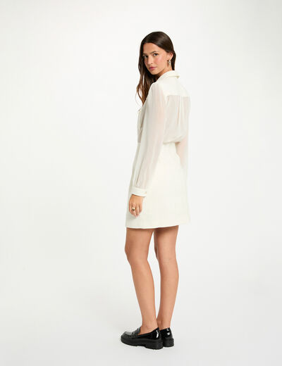Robe courte tweed ecru femme
