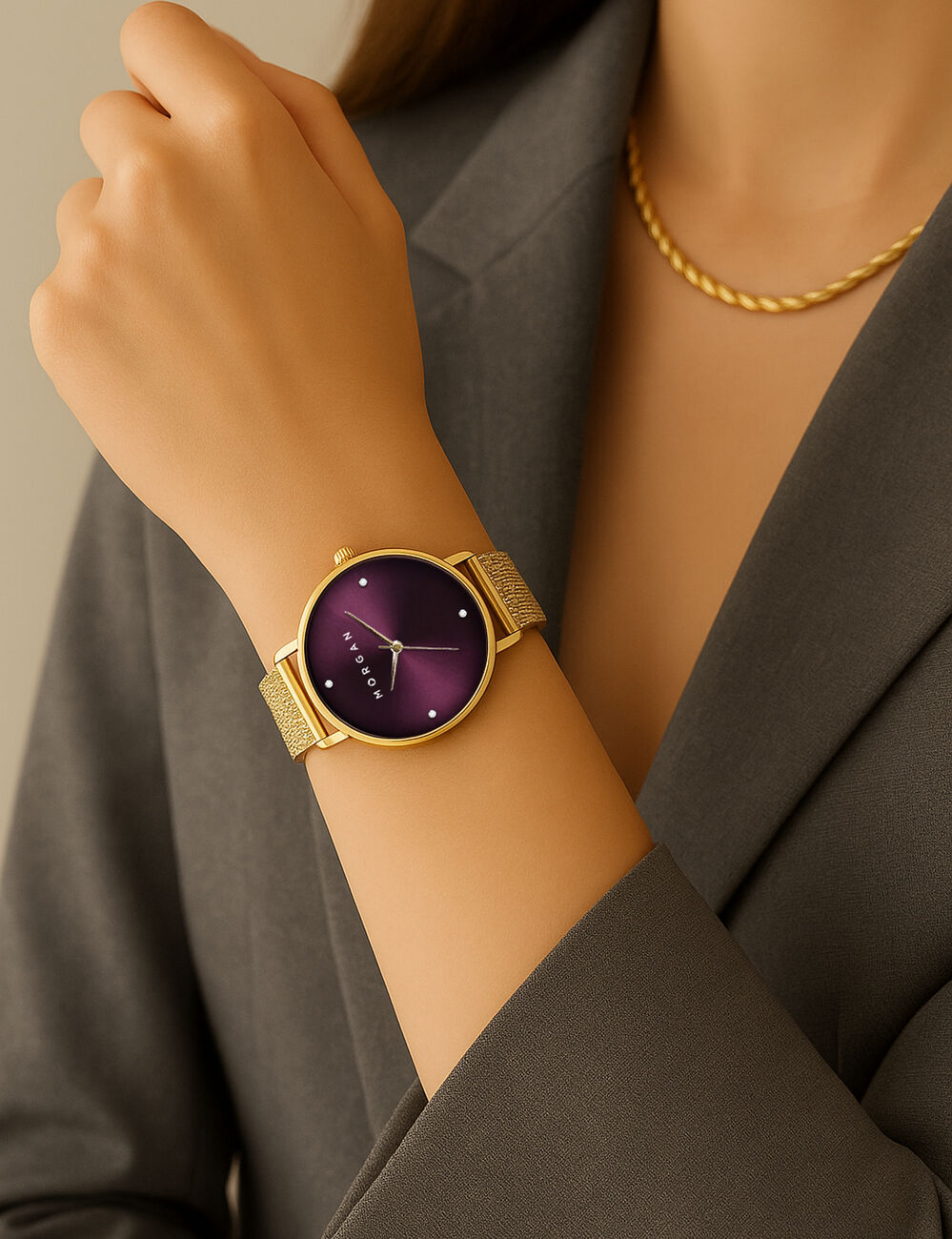 Montre jaune or femme