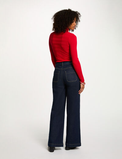 Pull col roulé ajusté rouge femme