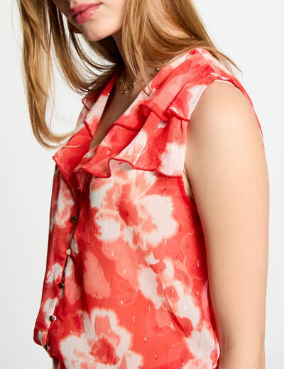 Mouwloze blouse meerkleurig vrouw