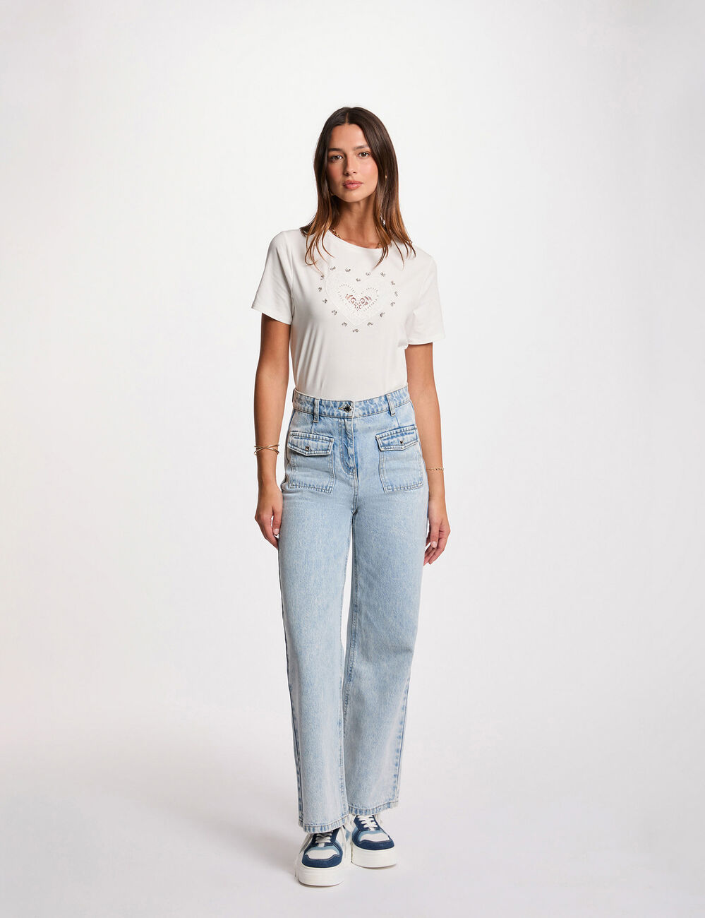 T-shirt met korte mouwen helder wit vrouw