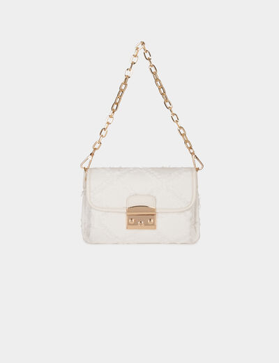 Sac pochette à franges ivoire femme