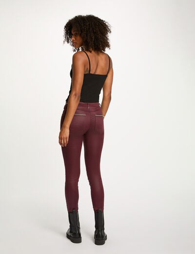 Gecoate slimfit broek pruim vrouw