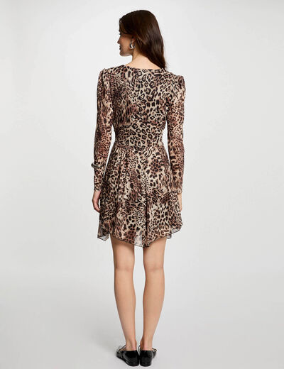 Robe courte évasée imprimée multicolore femme