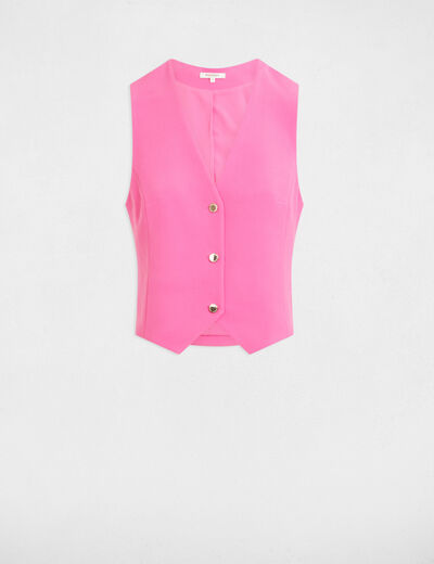 Mouwloos V-hals vest roze vrouw