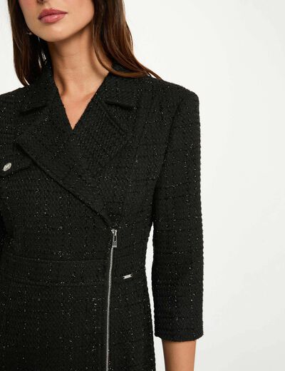 Robe courte tweed noir femme