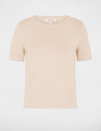 Trui met ronde hals beige vrouw
