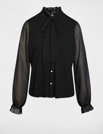 t shirt col lavalliere noir femme T-shirt col lavallière noir femme