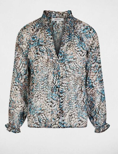 V-hals blouse met print meerkleurig vrouw