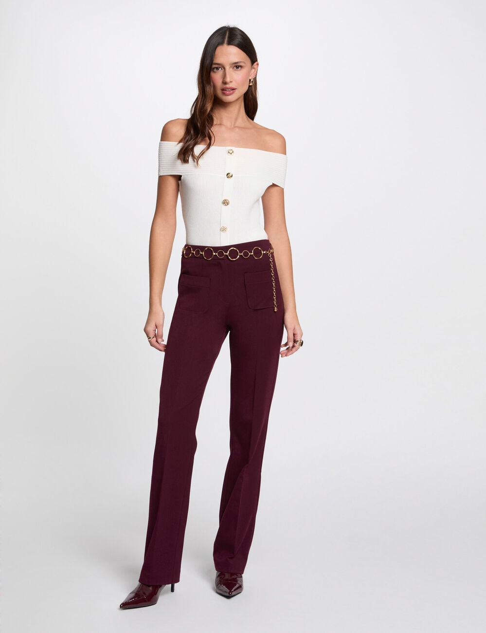Bootcut broek pruim vrouw