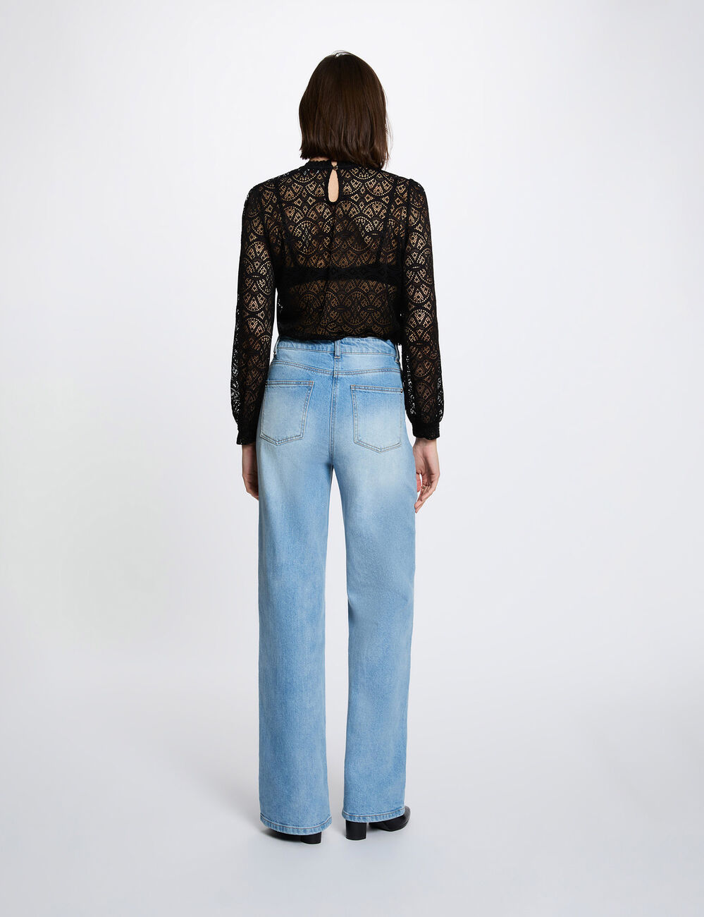 T-shirt kant lange mouwen zwart vrouw