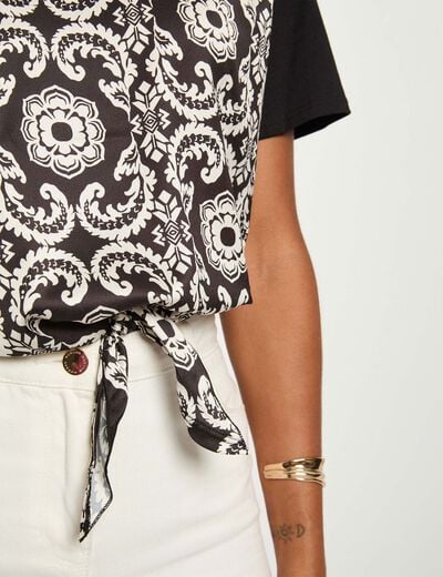 Cropped T-shirt met print helder wit vrouw