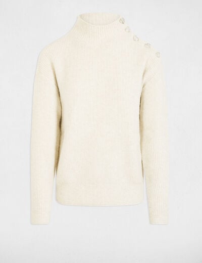 Pull manches longues avec boutons ivoire femme