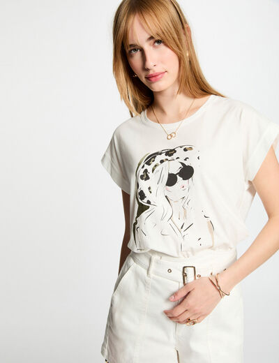 T-shirt à inscription blanc femme