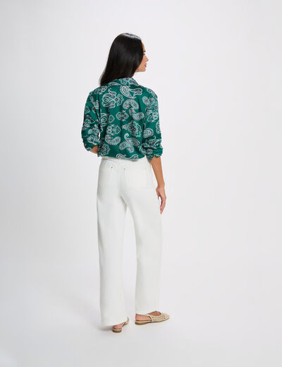 Chemise satin&eacute;e col &agrave; revers multicolore femme