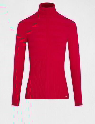 Pull col roul&eacute; ajust&eacute; rose moyen femme